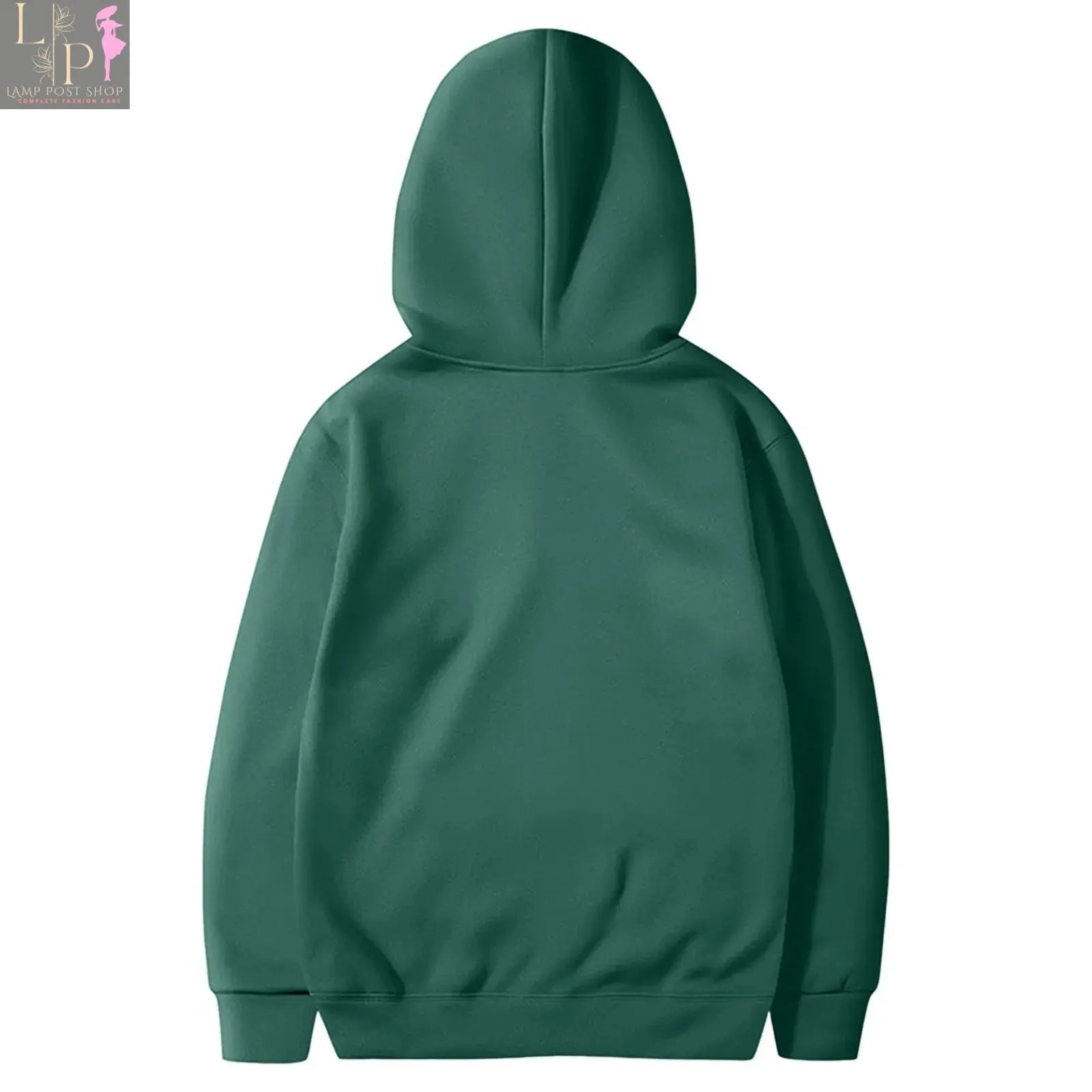 Red men's casual winter hoodie sweatshirt from Lamp Post, unisex streetwear style, fashionable men's dress clothing.