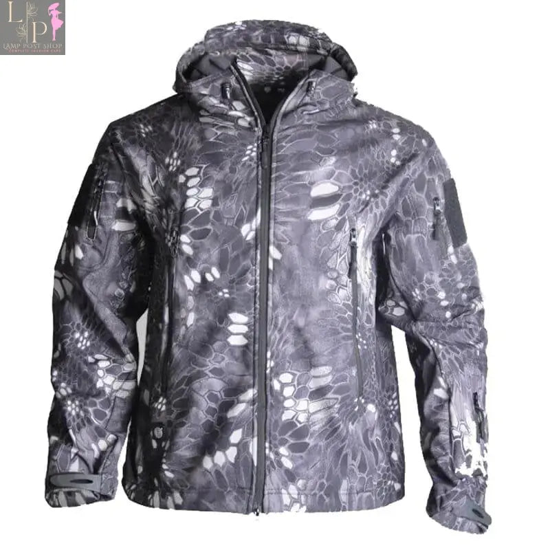 Black EleTech men's jacket by Lamp Post, 5XL size, featuring a sleek python pattern and durable design for outdoor wear.
