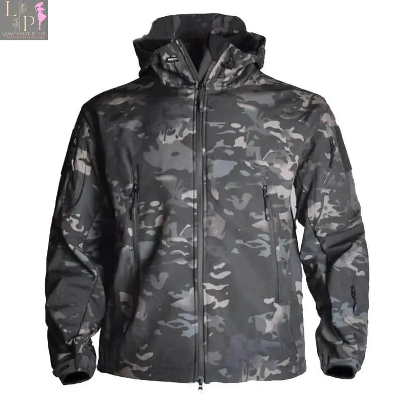 Men's EleTech Lamp Post black python-patterned jacket, size 5XL, made from durable material, suitable for 100-110kg.