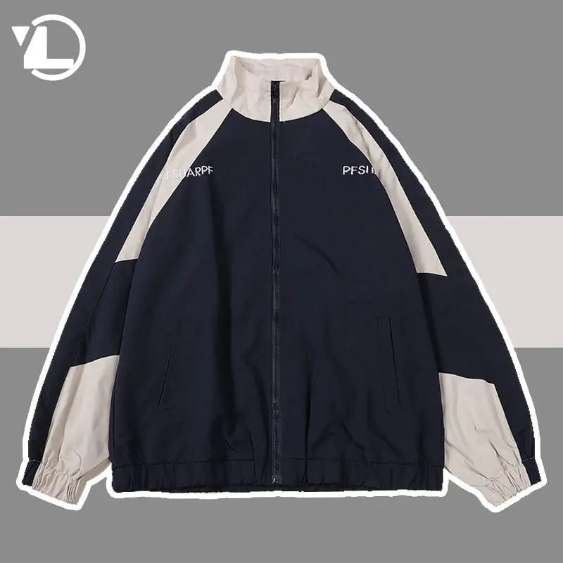 Black men's winter jacket by Lamp Post, featuring a warm, insulated design with a full front zipper and hood for cold weather.