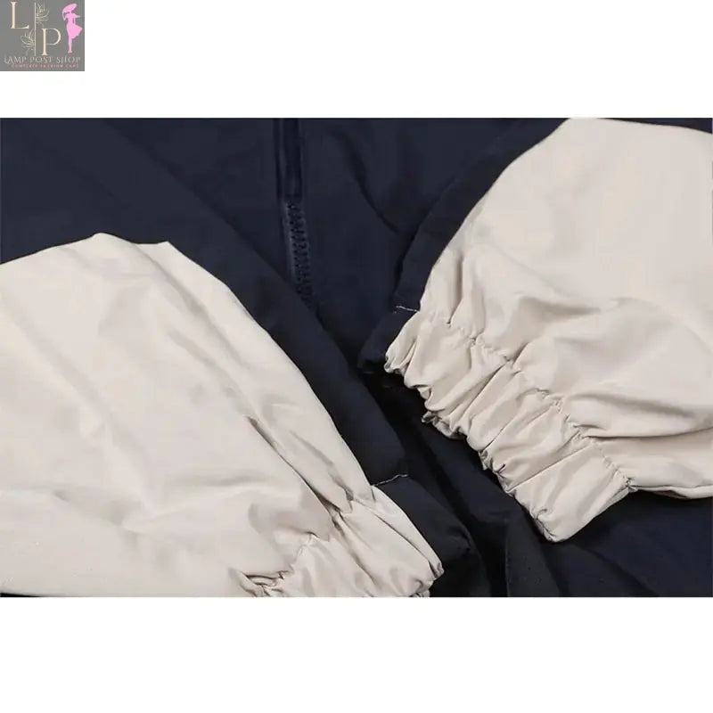 Black men's jacket by Lamp Post, medium size, suitable for 48-55kg, shown hanging against a plain background.