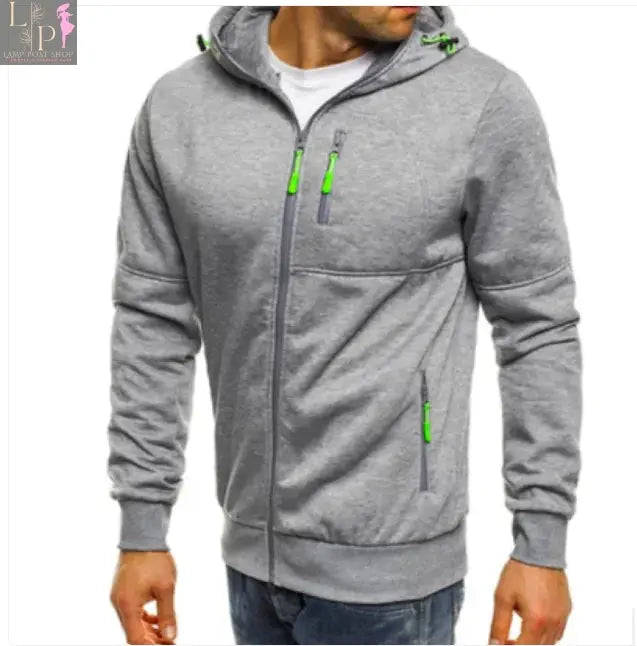 Black men's hoodie cotton jacket by Lamp Post, featuring a casual fit and front pocket, suitable for everyday wear.