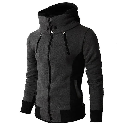 Dark gray men's double zipper hoodie jacket by Lamp Post featuring a cozy hood and stylish design in extra-extra-extra-large size.