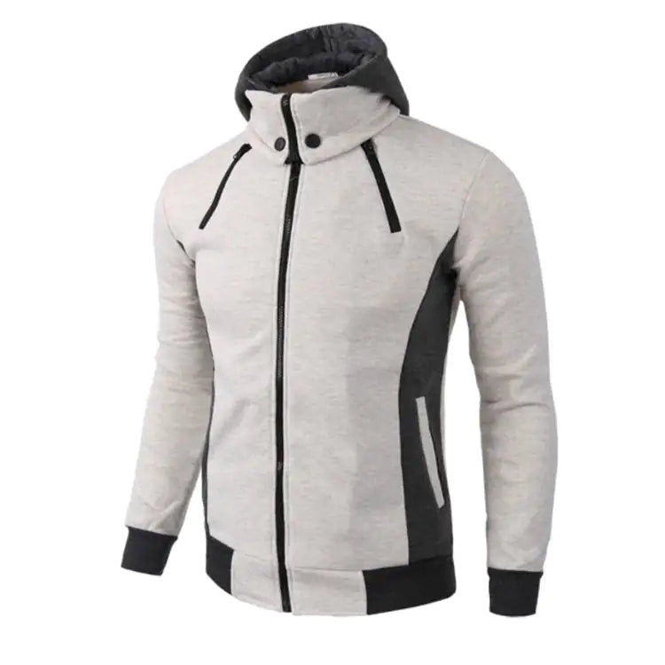 Dark gray Lamp Post men's double zipper hoodie jacket with a hood, front pockets, and a casual fit in extra-extra-extra-extra large size.