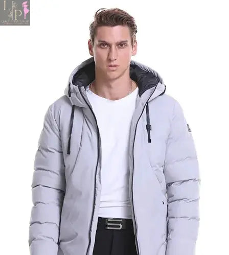 Green Lamp Post men's heated jacket, large size, with insulated design and zippered pockets, suitable for cold weather.