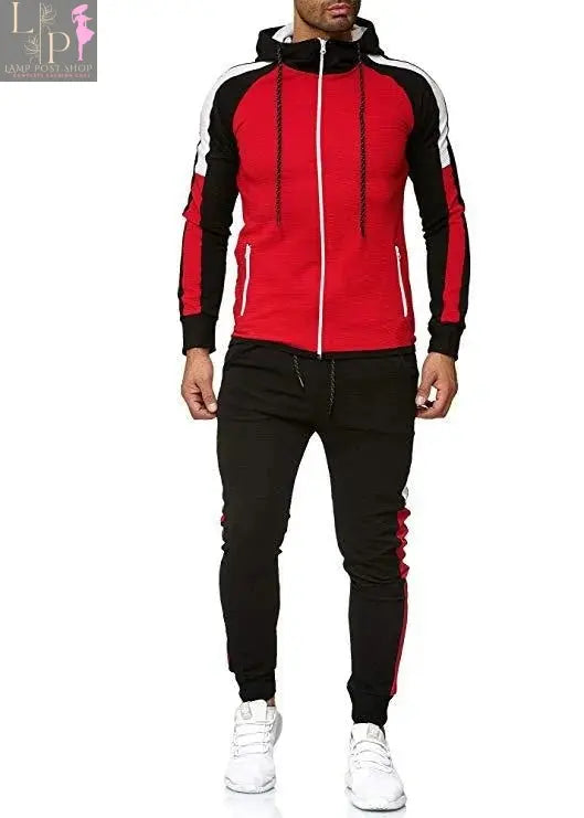 Men's white and green hoodie jacket with matching pants tracksuit by Lamp Post, featuring a comfortable fit and casual style.