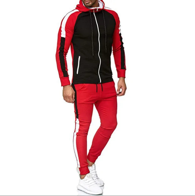 Men's white and green hoodie jacket with matching pants, stylish Lamp Post tracksuit for casual wear.