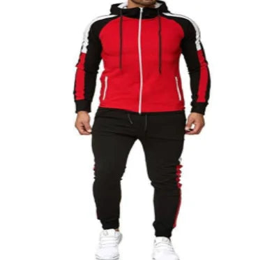 Lamp Post men's hoodie jacket and pants tracksuit in white and green, casual athletic wear for men.