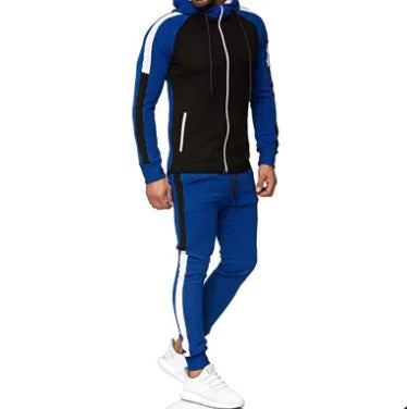 Men's white and green hoodie jacket with matching pants tracksuit by Lamp Post, casual athletic wear for men.