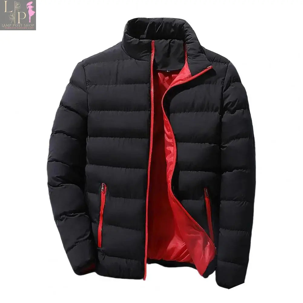 Blue men's 2024 winter warm jacket by Lamp Post, designed for cold weather with insulated, cozy fabric and a stylish fit.