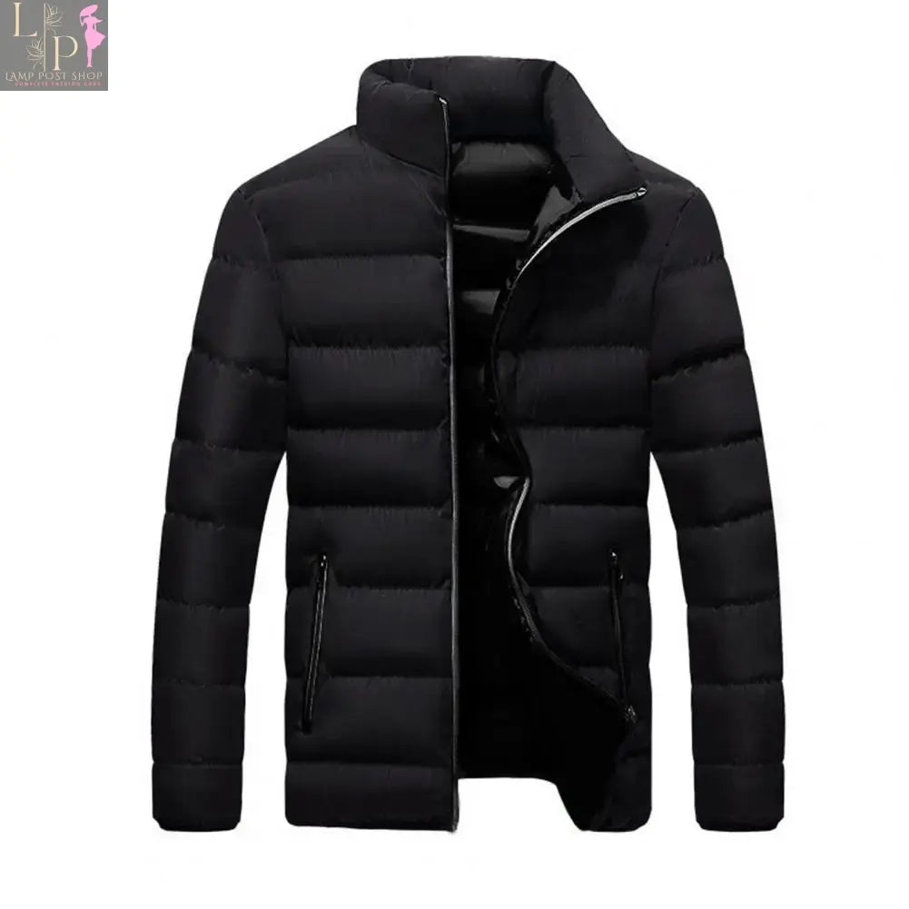 Blue men's 2024 winter warm jacket by Lamp Post, showcasing the insulated design and cozy fit for cold weather.