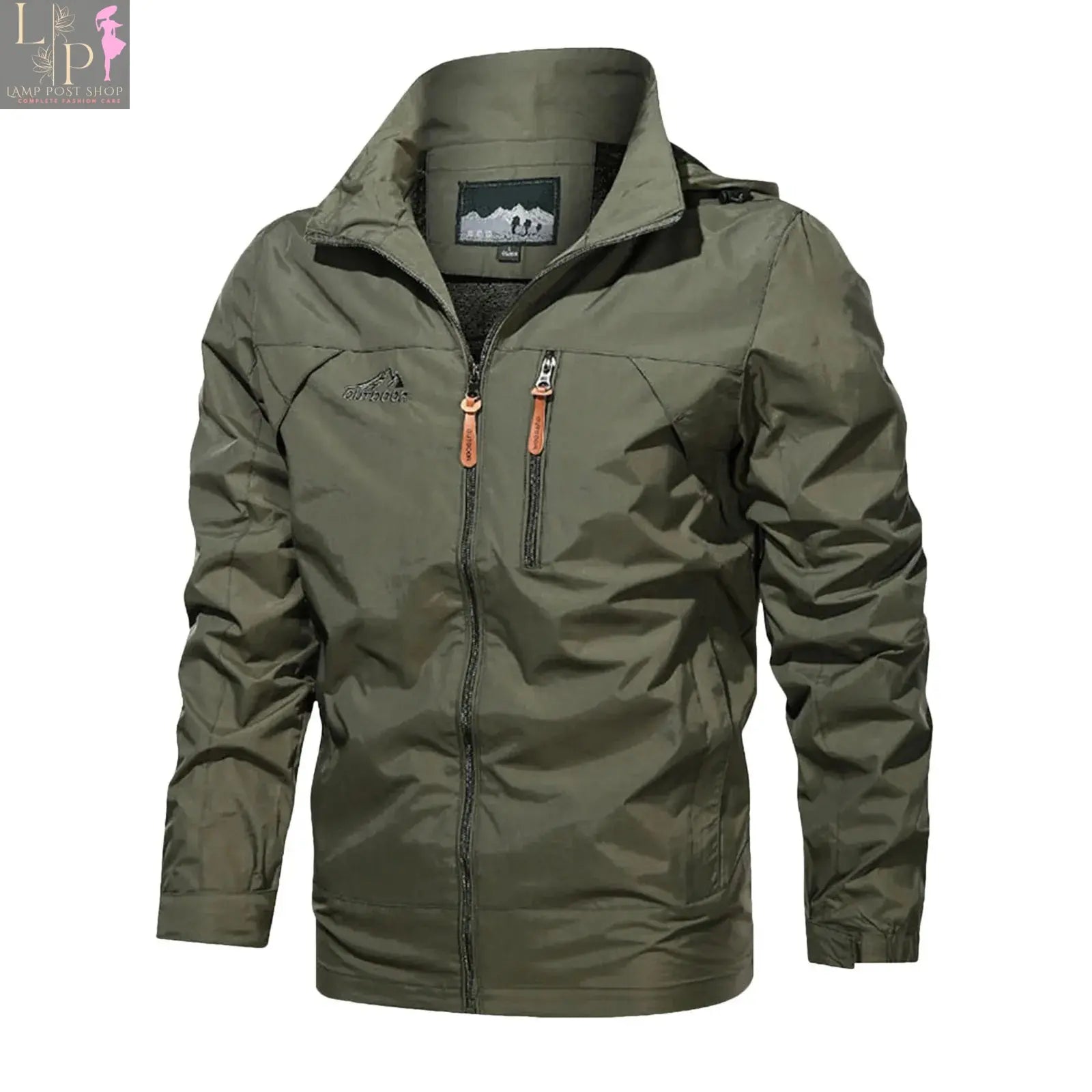 Blue men's waterproof military hooded jacket by Lamp Post, featuring a rugged design and a comfortable fit.