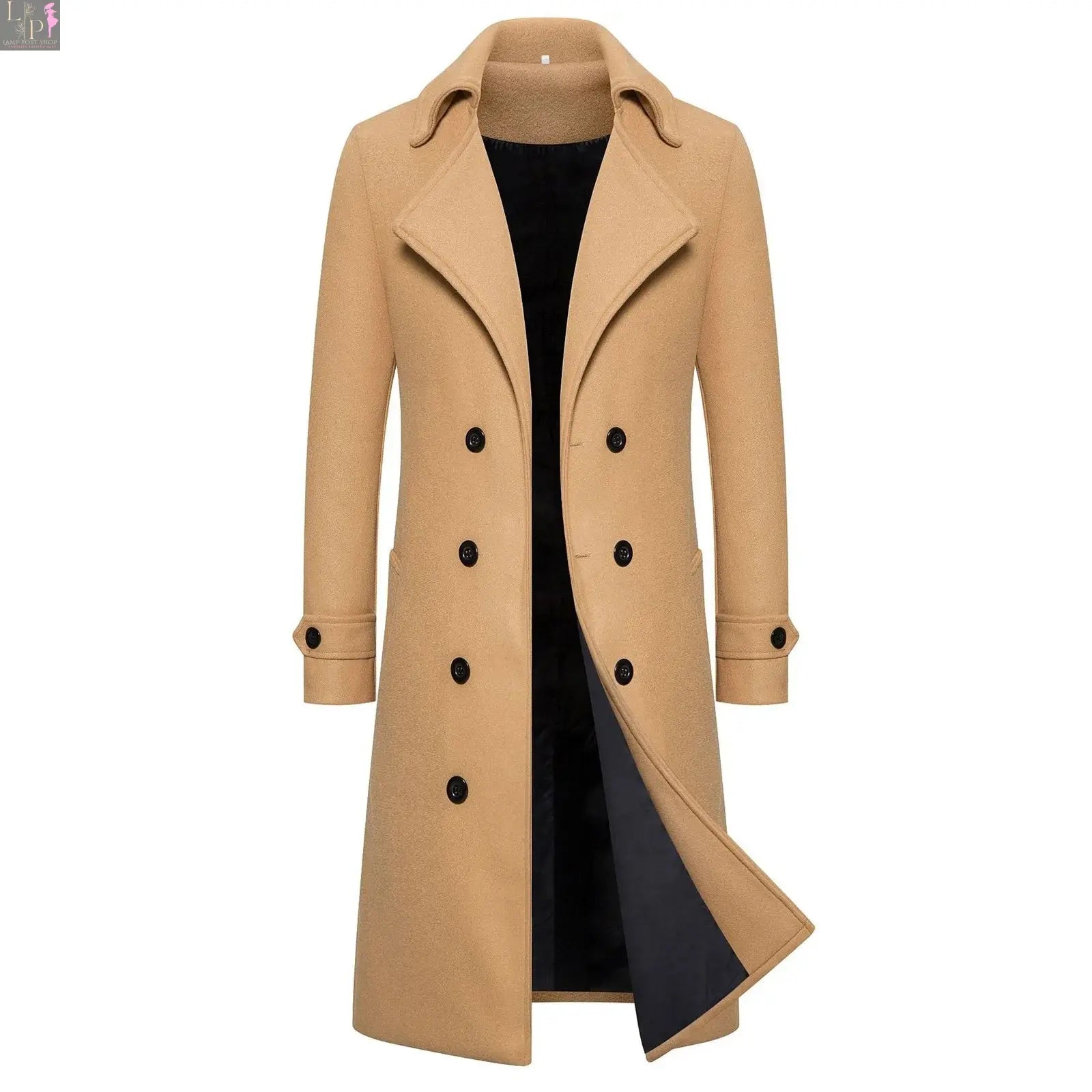 Men's winter long sleeve slim coat by Lamp Post, warm men's jacket with pockets and cardigan style, suitable for cold weather.