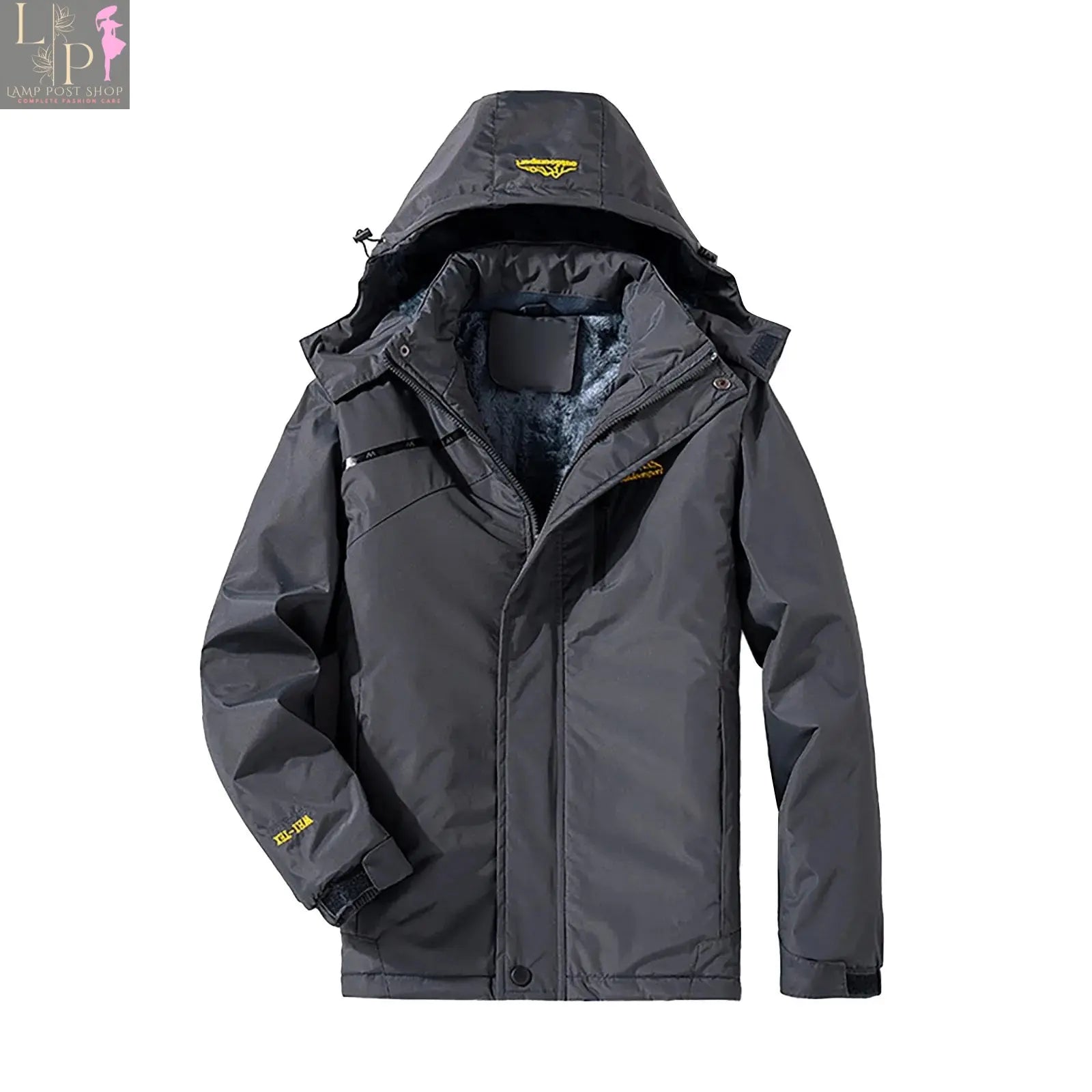 Pink men's and women's mountain ski jacket by Lamp Post, windproof and rainproof winter coat for snow and cold weather.