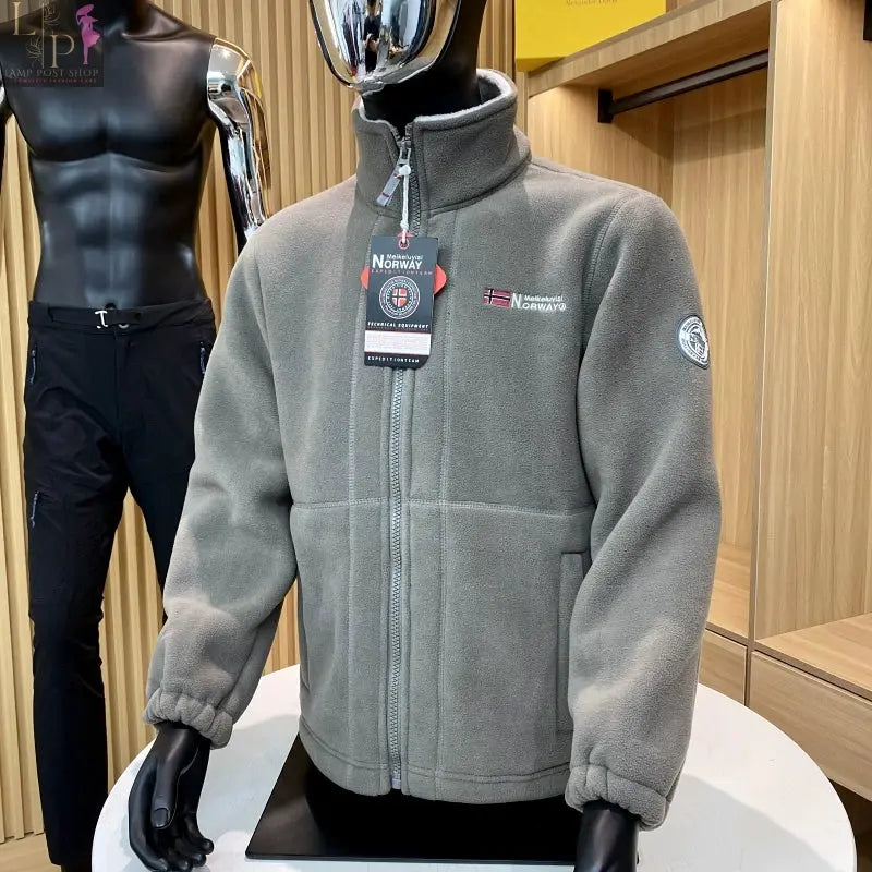 Red men's winter outdoor jacket by Lamp Post, featuring a warm, insulated design perfect for cold weather outdoor activities.