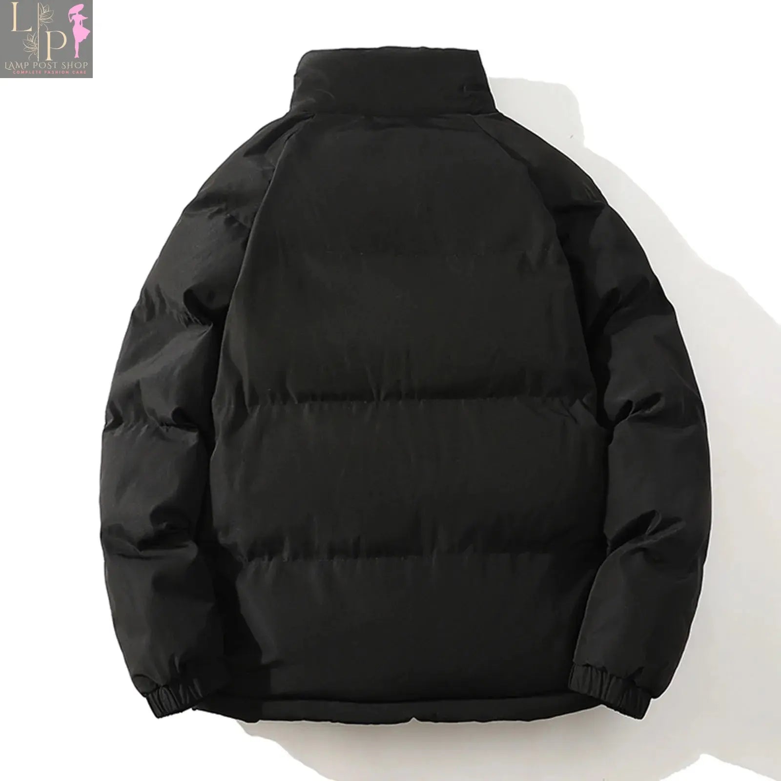 White men's padded fleece jacket by Lamp Post, insulated winter coat with windbreaker features, suitable for cold weather.