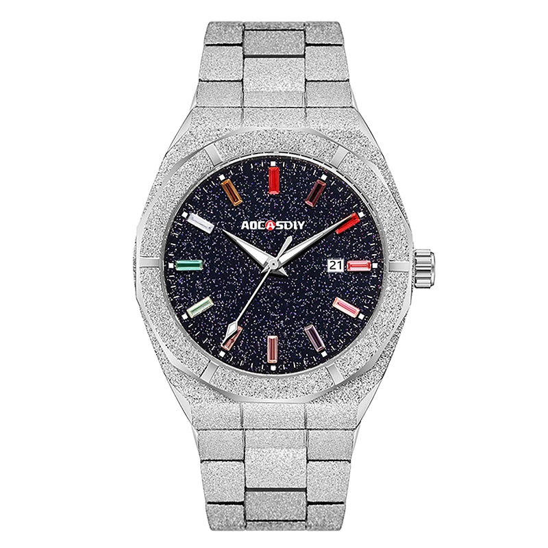 Luxury Lamp Post men's gold quartz wristwatch with luminous hands, elegant business watch for men.