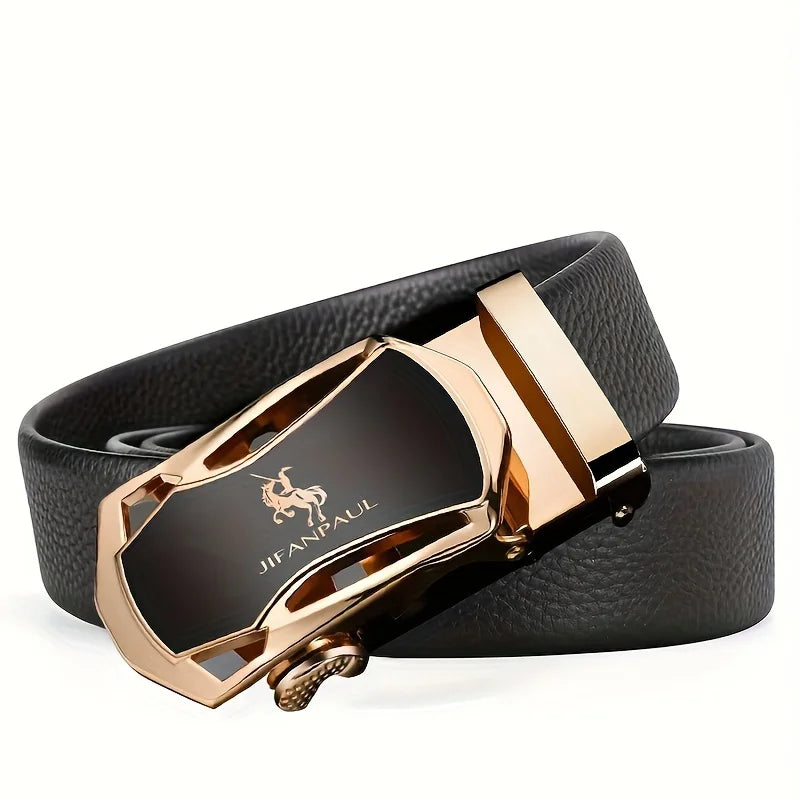 Men's Lamp Post watch and high-quality leather fashion belt with a sleek, silver finish, showcasing luxury accessories for men.