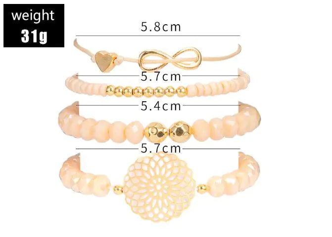 Women bracelet set by Lamp Post featuring multiple stylish metal bangles with intricate designs.