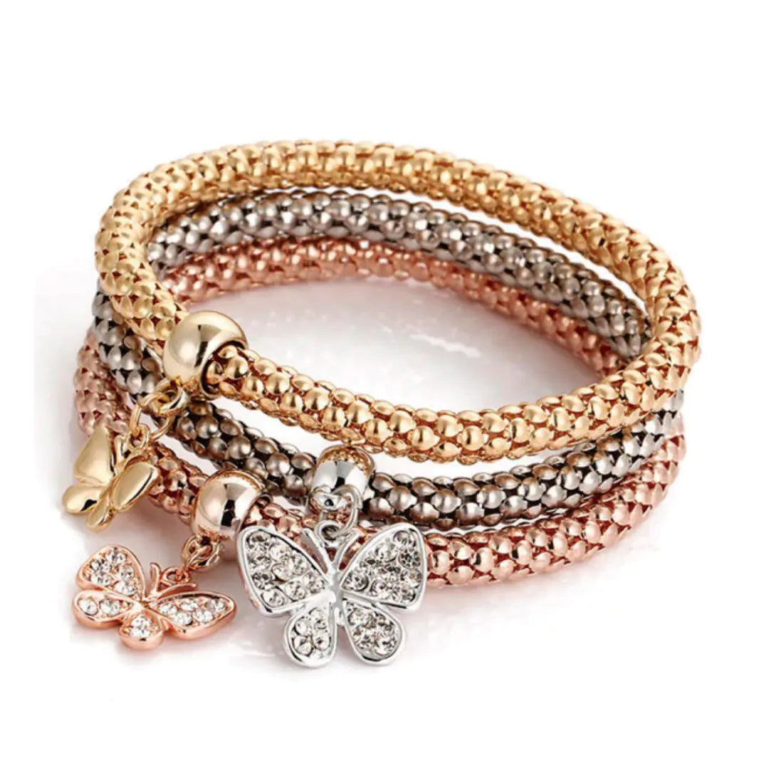 Elegant women’s butterfly bracelet set by Lamp Post featuring delicate butterfly charms on silver-tone bracelets.