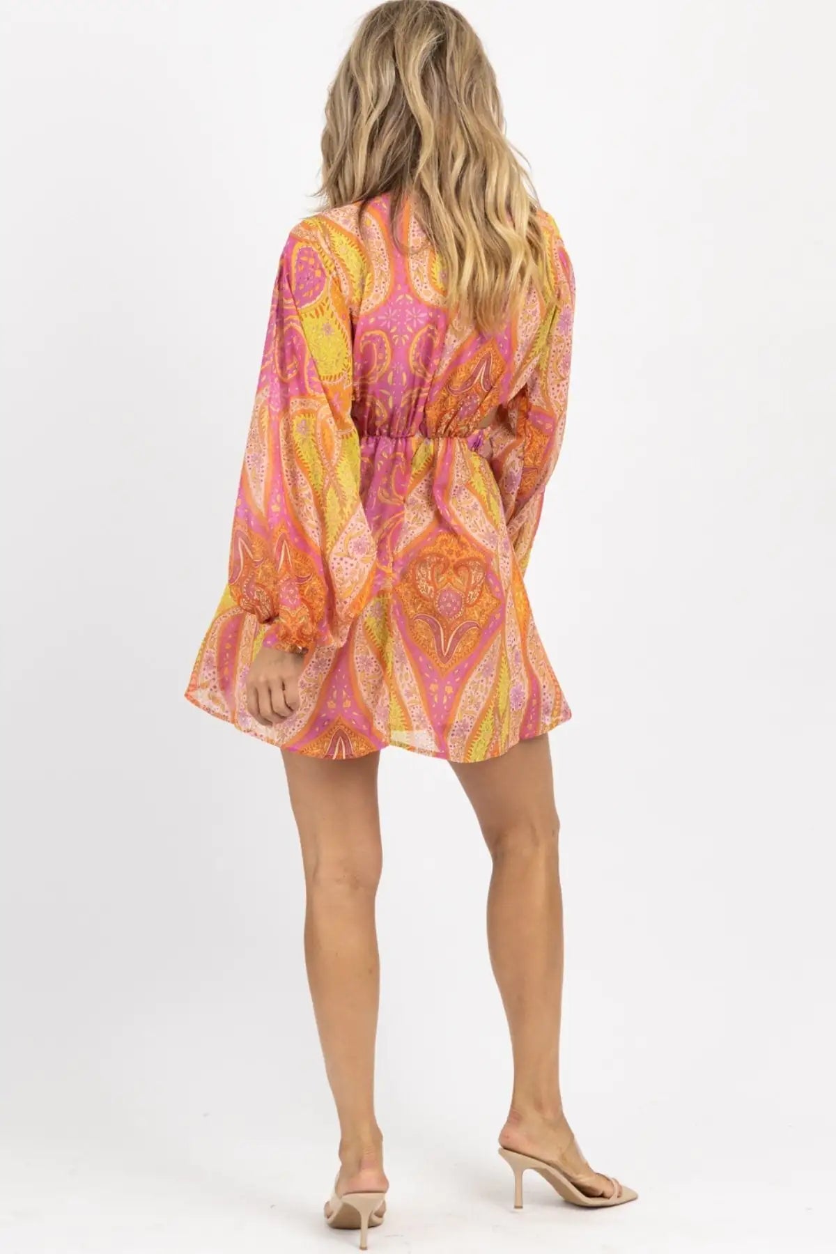 Orange summer dress for women by Lamp Post, featuring a lightweight, sleeveless design perfect for warm weather.
