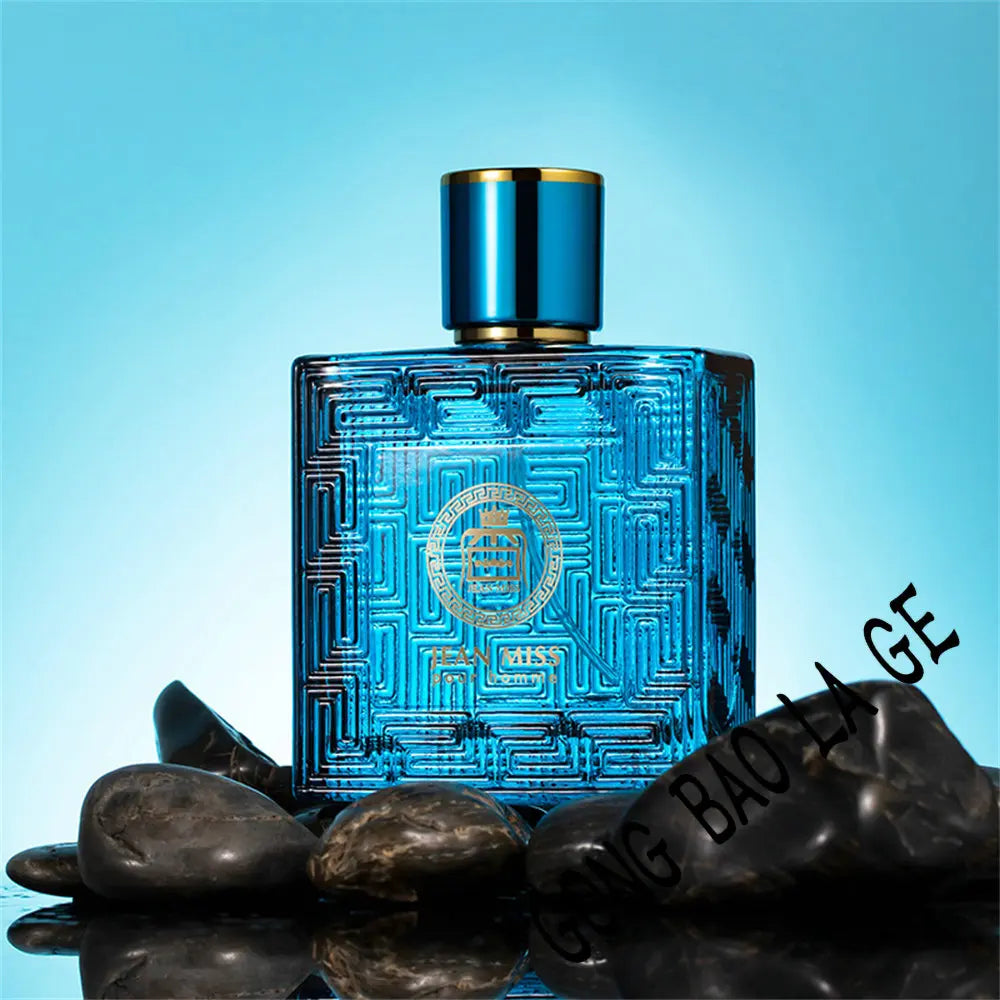 Lamp Post 50ml Eau De Parfum for men, stylish bottle with red accents, showcasing a sophisticated men's perfume design.