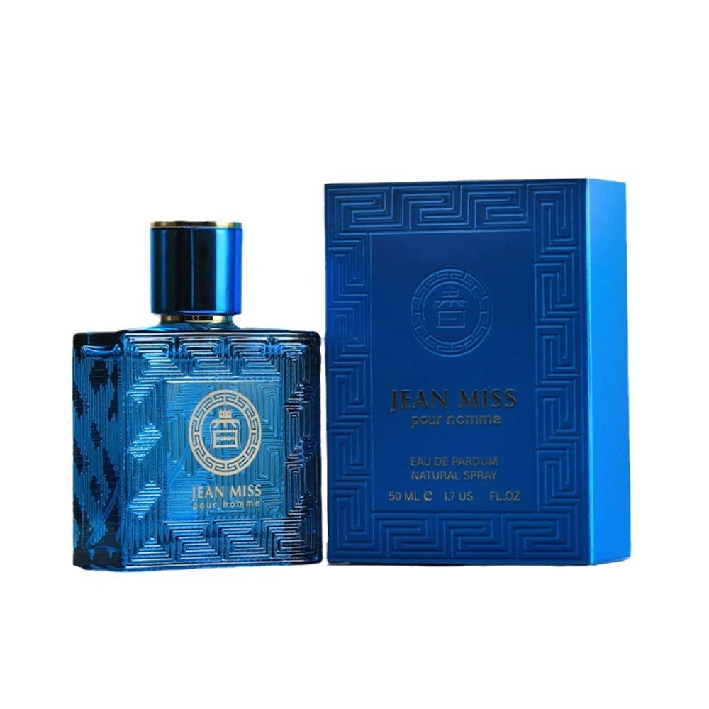 Lamp Post men's 50ml Eau De Parfum perfume bottle with red packaging and sleek design, ideal for stylish men.