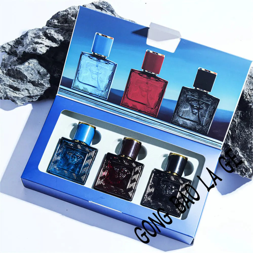 Lamp Post men's perfume gift box with three 90ml colognes, featuring charming, long-lasting scents designed to attract.