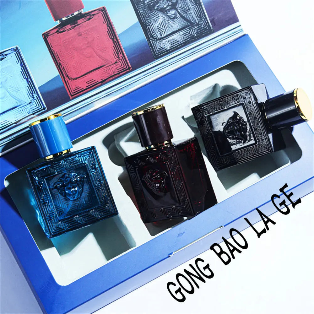 Lamp Post men's perfume gift box with three 90ml charming colognes, featuring lasting fragrances designed to attract and impress.
