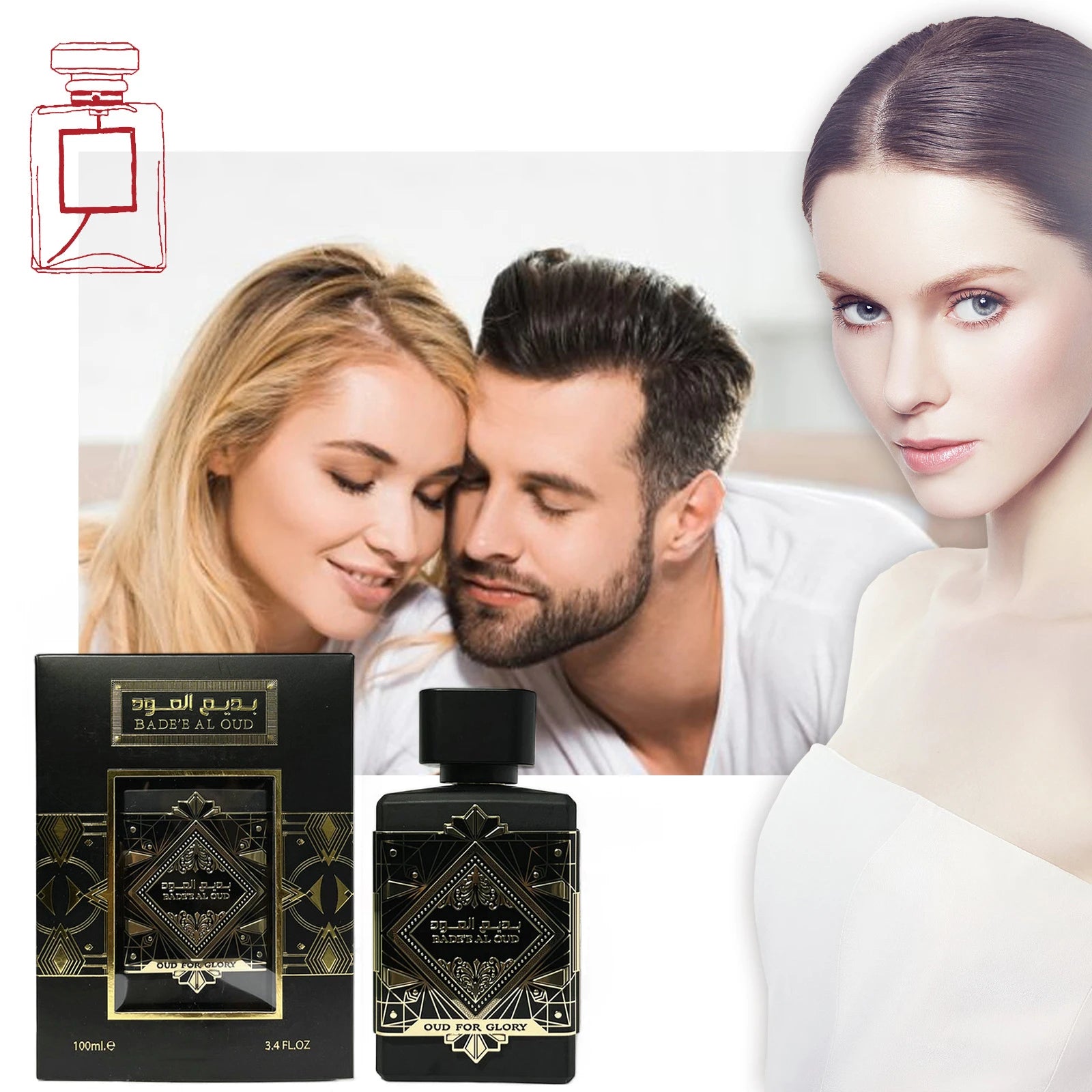 Lamp Post Arabic-style perfume for women, 100ml floral fragrance spray with pheromones, elegant purple bottle.