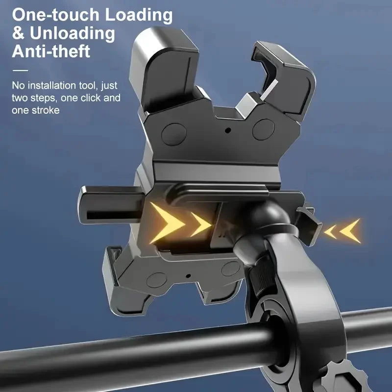 Lamp Post 2-pack black bike and motorcycle phone mounts with 360° rotation, shockproof and anti-slip handlebar holder for smartphones.