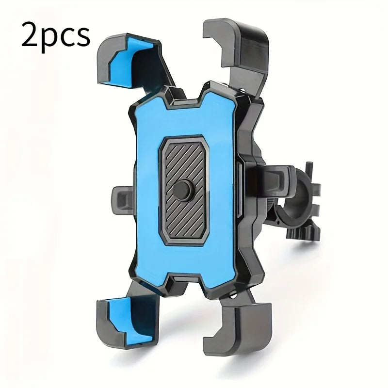 Black 2-pack Lamp Post bike and motorcycle phone mounts with 360° rotation, shockproof and anti-slip handlebar holder for smartphones.
