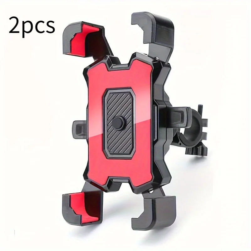Two black Lamp Post 360° rotating bike and motorcycle phone mounts with shockproof and anti-slip design for all smartphones.