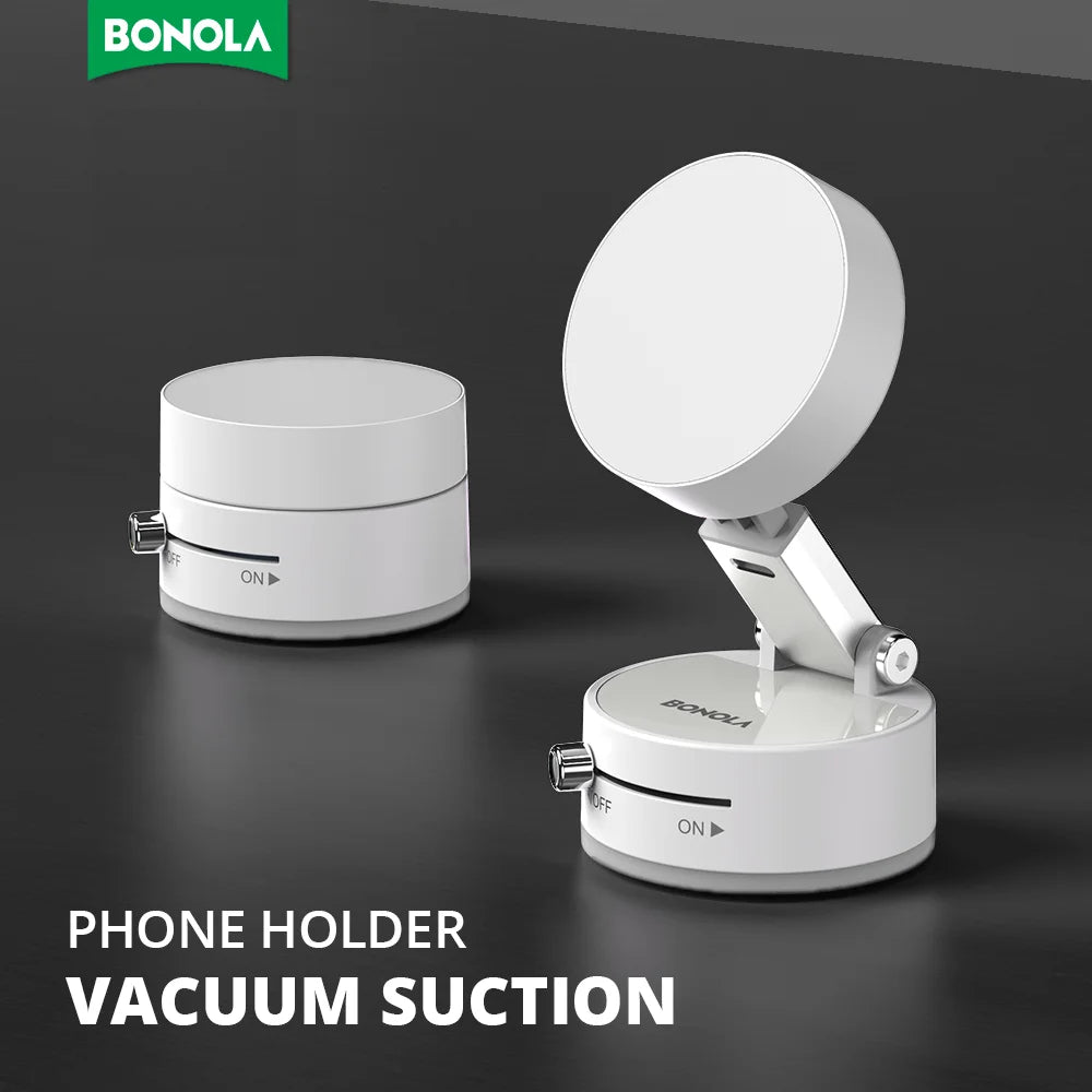 White Lamp Post 360° magnetic phone mount with vacuum suction for car, gym, or mirror surfaces, double-sided hands-free holder.