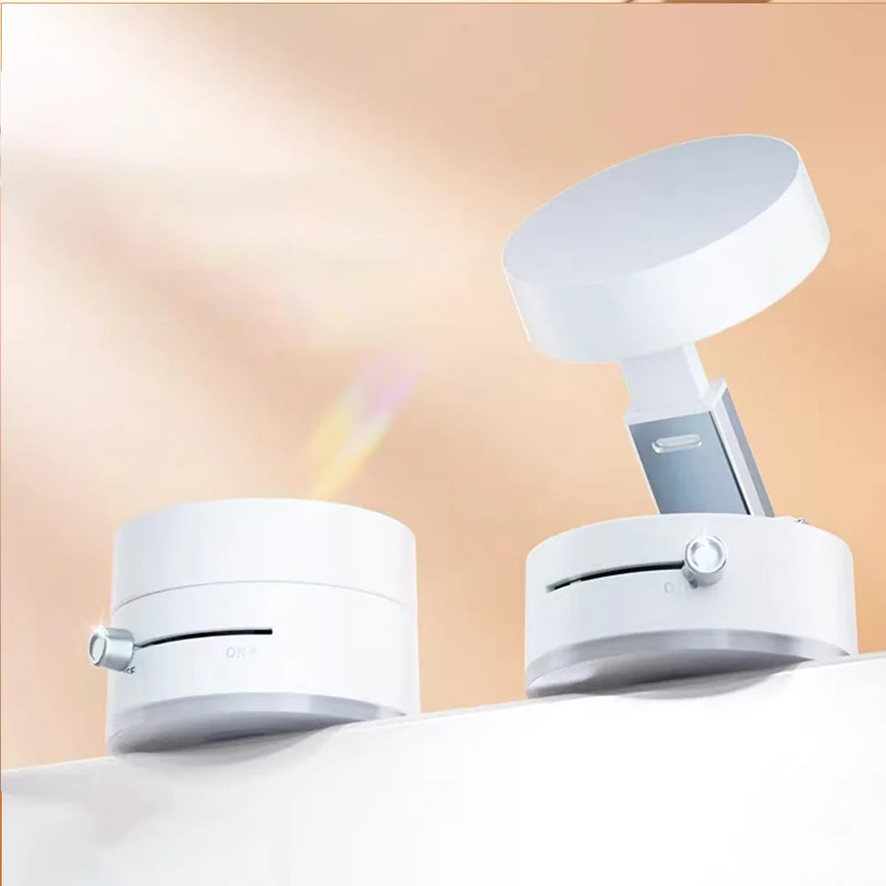 Lamp Post 360° magnetic phone mount with vacuum suction, double-sided hands-free holder for car, gym, or smooth surfaces.