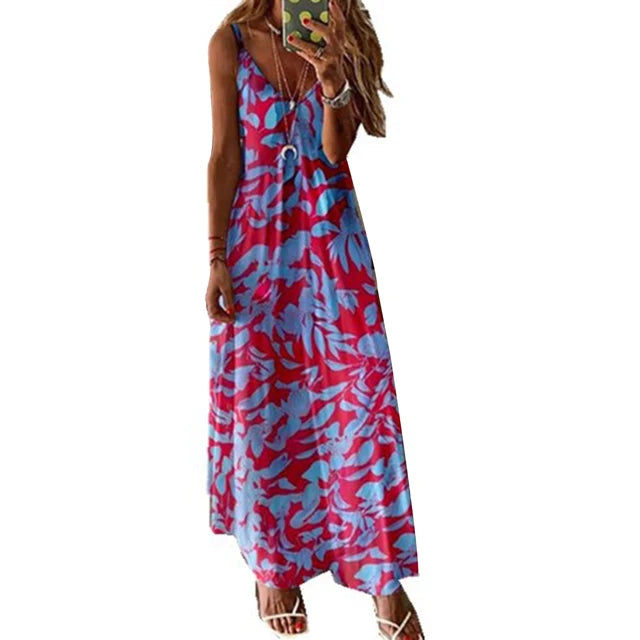 Red long dress for women by Lamp Post, flowing style with elegant design, perfect for formal or casual occasions.