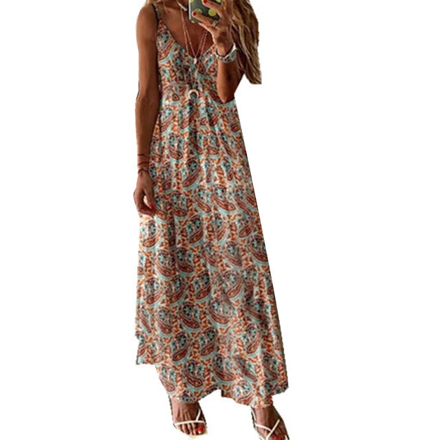 Red long dress for women by Lamp Post, flowing fabric and elegant design, perfect for formal occasions.