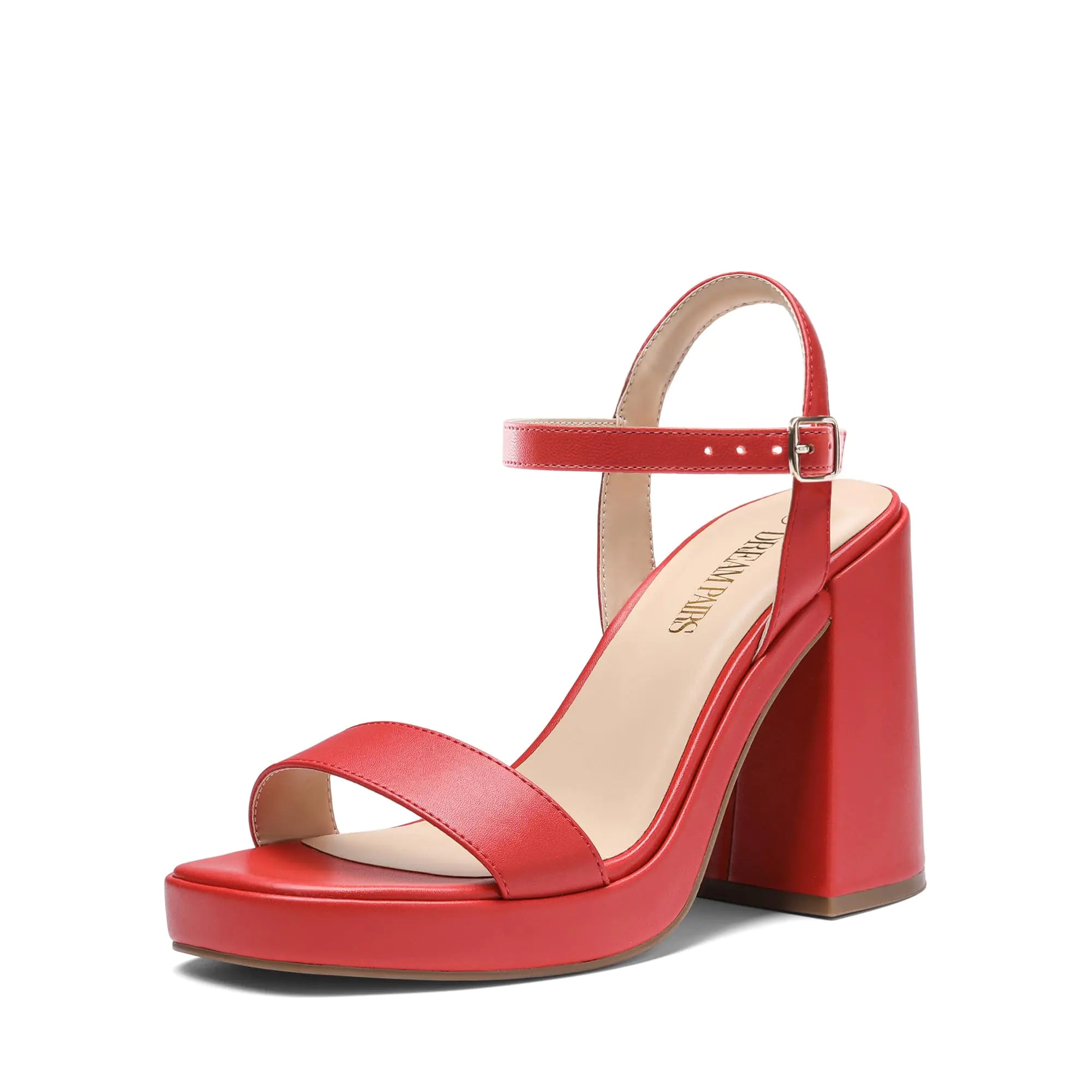 Red Lamp Post women open toe shoes with stylish design, featuring a comfortable heel and sleek appearance.