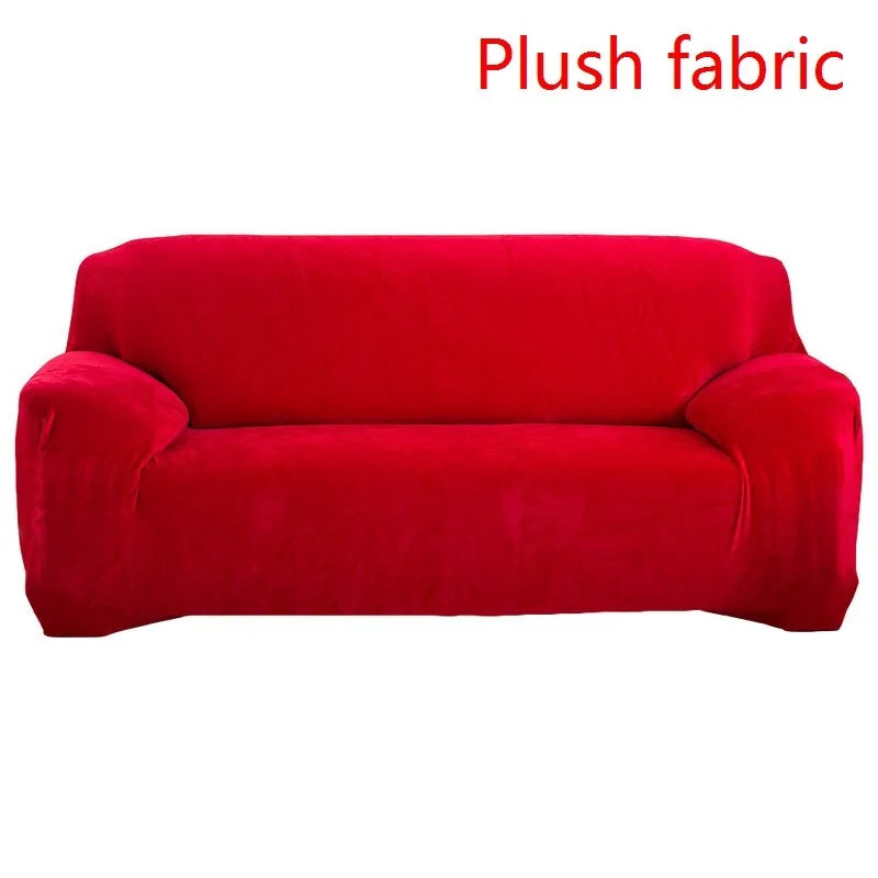Red stretch sofa slipcover by Lamp Post, designed for a 1-seat sofa, featuring a snug fit and durable fabric.