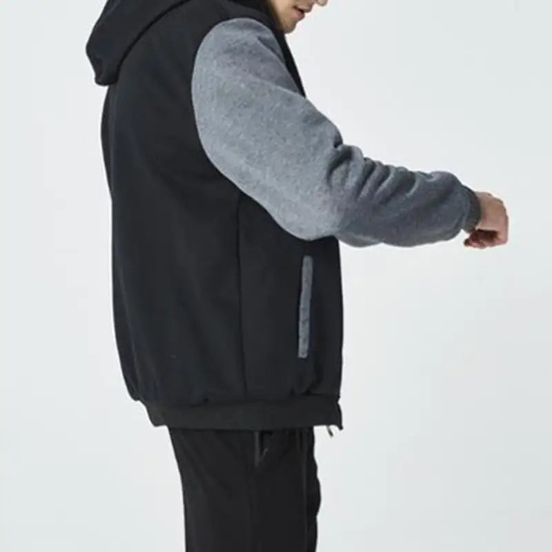 Red men's coat jacket by Lamp Post, large size, showing front view with collar and button details.