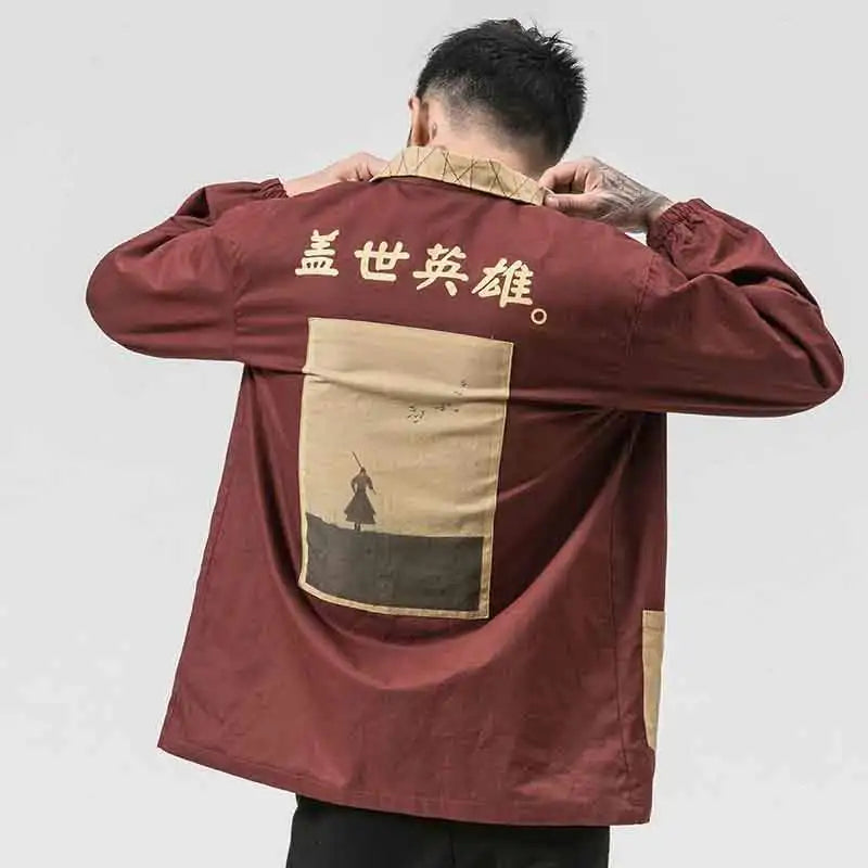 Red men's fashion jacket by Lamp Post, stylish outerwear with a modern fit and zipper closure, suitable for casual wear.