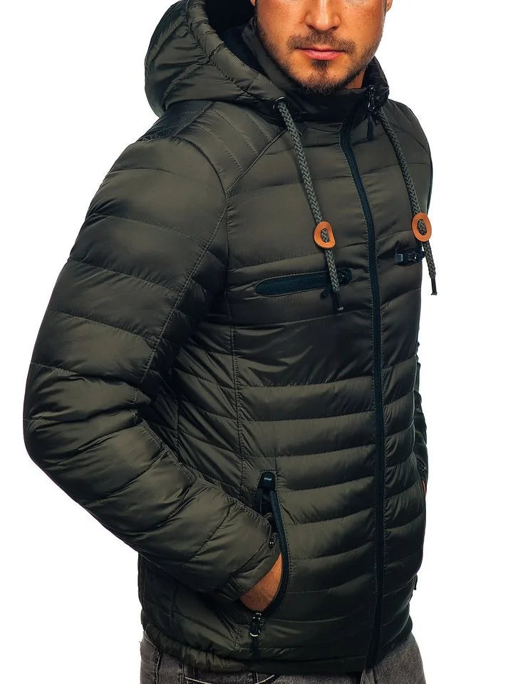 Small red waterproof hooded warm jacket by Lamp Post, featuring a cozy design and durable outdoor-ready fabric.