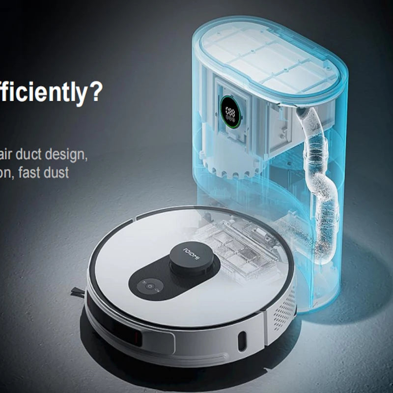 Lamp Post robot vacuum and mop cleaner with vibration mopping, designed to keep floors clean with automatic cleaning base.