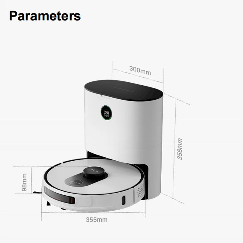 Lamp Post robot vacuum and mop cleaner with vibration mopping, cleaning base, and sleek design for efficient floor cleaning.