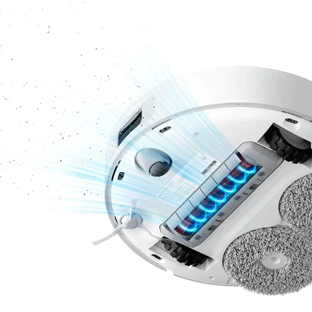 Lamp Post robot vacuum cleaner with LDS laser navigation, 6000PA suction, and mop functionality in a sleek design.
