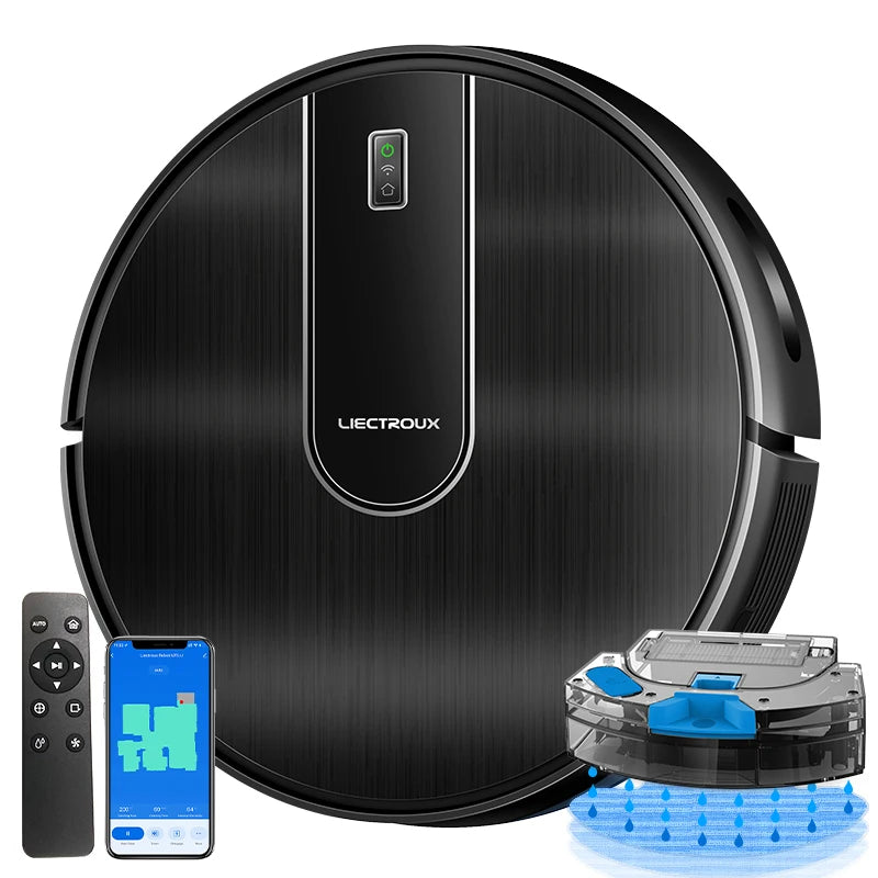 Lamp Post robot vacuum cleaner with wet mop combo, smart mapping, WiFi app control, brushless motor, ideal for pet hair.