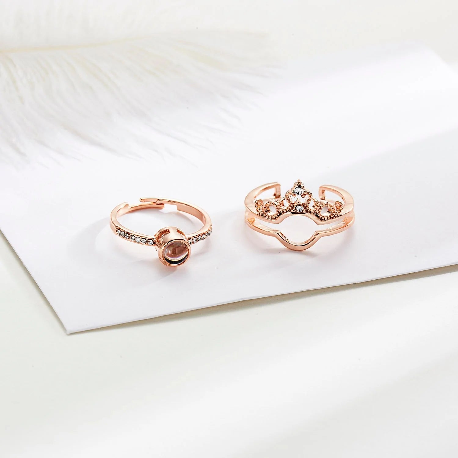 Rose gold ring and bracelet gift set by Lamp Post, featuring elegant jewelry pieces in a gift box.