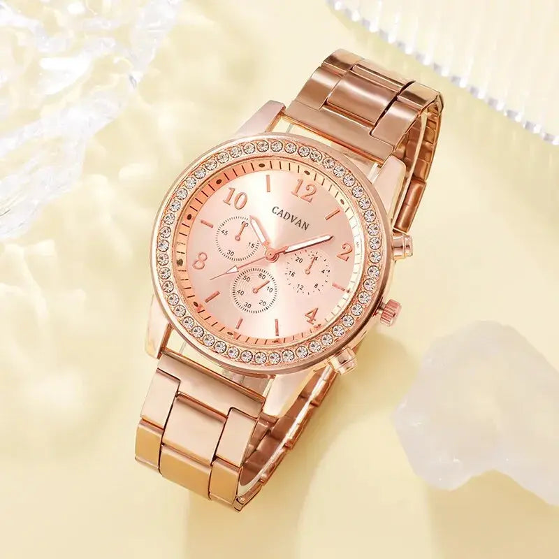 Rose gold luxury watch set for women by Lamp Post, featuring a stylish watch and matching accessories in a polished design.
