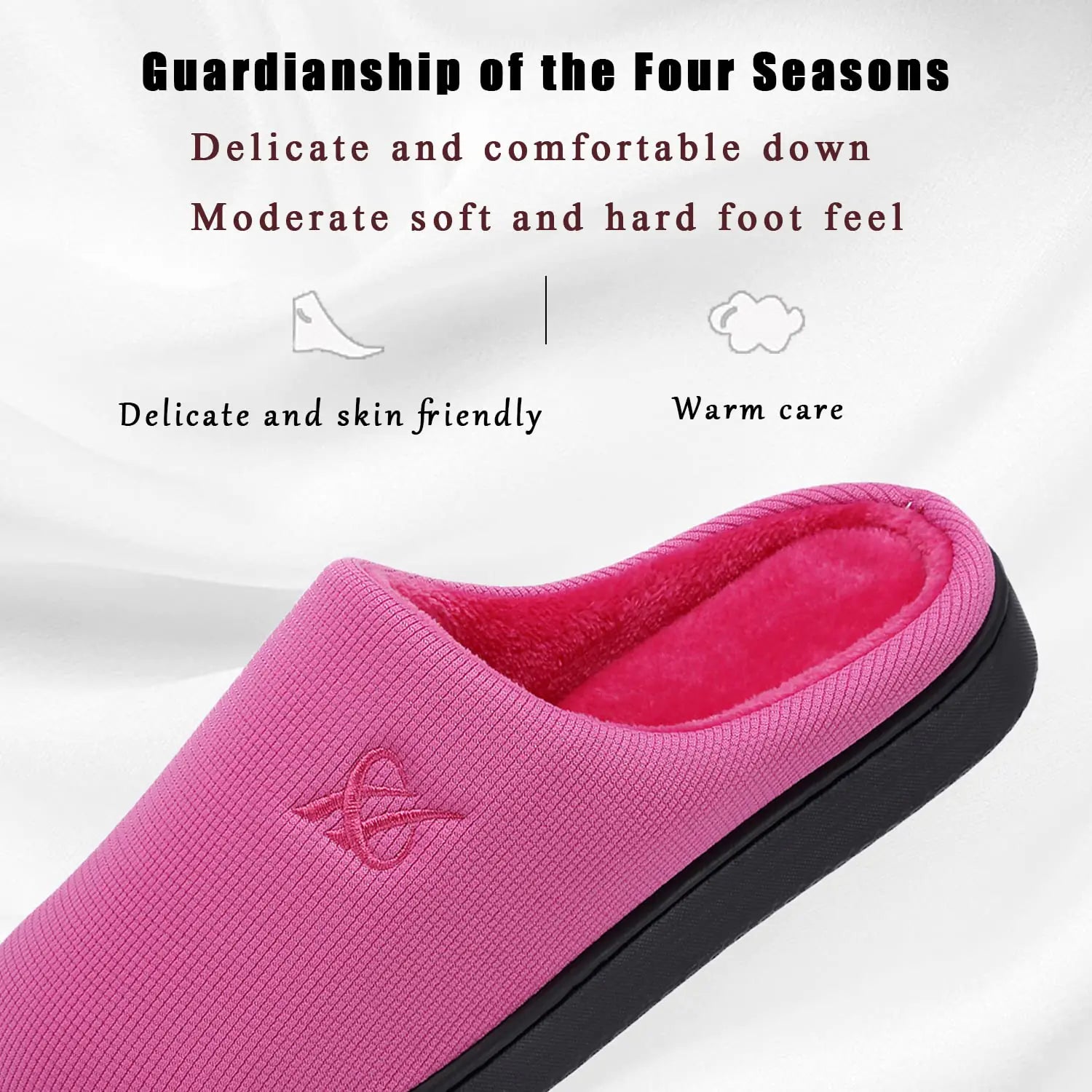 Pink fuzzy slippers for women by Lamp Post, soft and cozy indoor footwear with plush material and slip-on design.