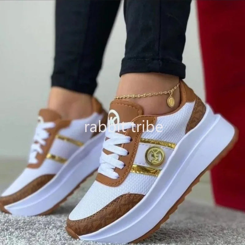 Pink women's casual lightweight color-blocked vulcanized shoes with lace-up design by Lamp Post.